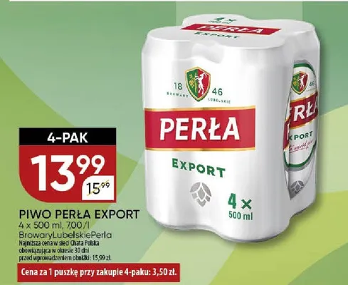 Piwo Perła Export 4-pak promocja w Chata Polska