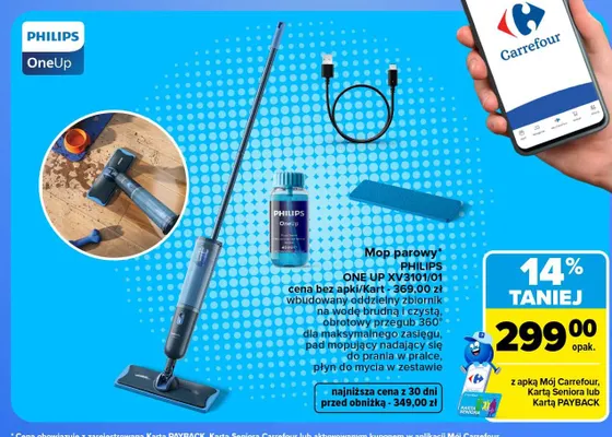 Mop parowy Philips OneUp XV3101/01 promocja w Carrefour Market
