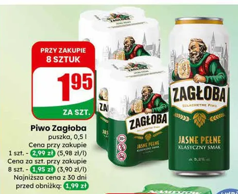 Piwo Zagłoba puszka promocja w Dino