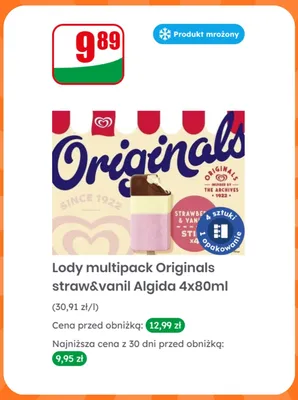 Lody multipack Originals straw&vanil Algida 4-pak 80 ml promocja w Dino