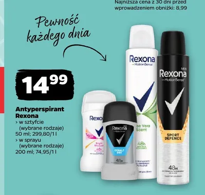Antyperspirant w sprayu Rexona promocja w Netto