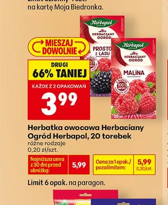 Herbatka owocowa Herbaciany Ogród Herbapol Malina promocja w Biedronka
