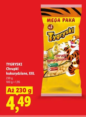 Chrupki kukurydziane XXL Tygryski promocja w Lidl