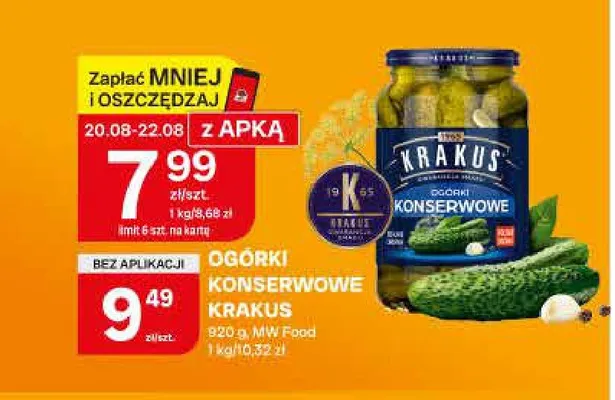 Ogórki konserwowe Krakus promocja w Chorten