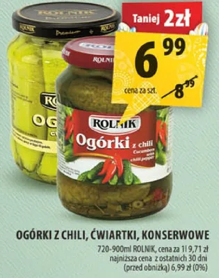 Ogórki z chili, ćwiartki, konserwowe promocja w Arhelan