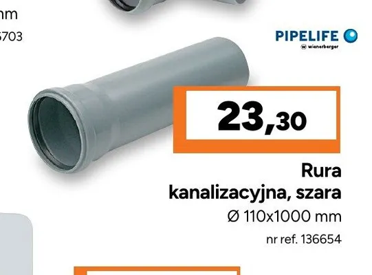 Rura kanalizacyjna szara Pipelife promocja w Bricoman