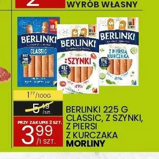 Parówki Berlinki z szynki Morliny promocja w Wafelek