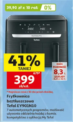 Frytkownica beztłuszczowa Tefal EY901N10 promocja w Auchan