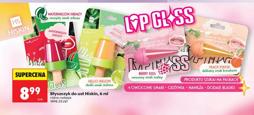 Błyszczyk do ust Hiskin Hello Melon promocja w Biedronka
