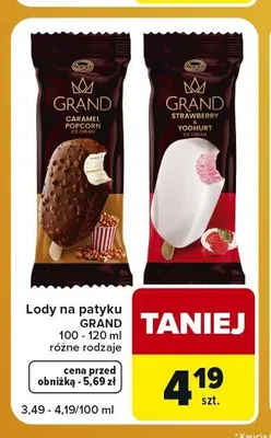 Lody na patyku Grand Strawberry & Yoghurt Koral promocja w Carrefour Express