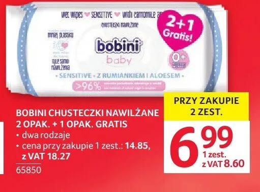 Chusteczki nawilżane BOBINI promocja w Selgros