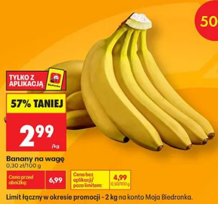 Banany na wagę promocja w Biedronka