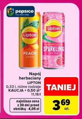 Napój herbaciany Lipton Sparkling Raspberry promocja w Carrefour