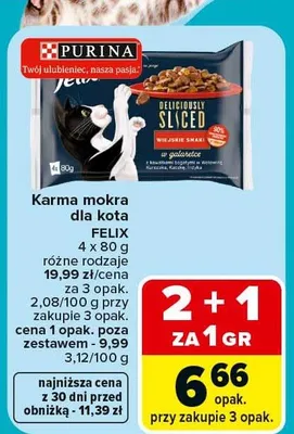 Karma mokra dla kota różne rodzaje promocja w Carrefour Market