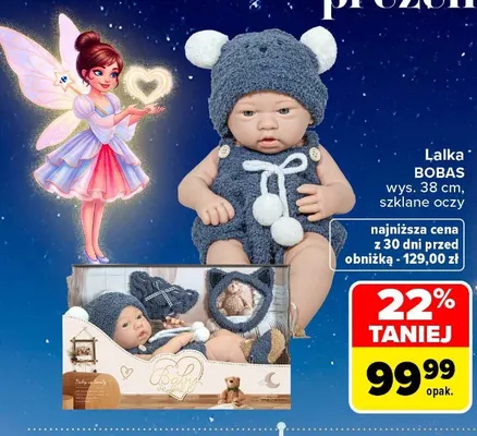 Lalka bobas wys. 38 cm szklane oczy promocja w Carrefour Market