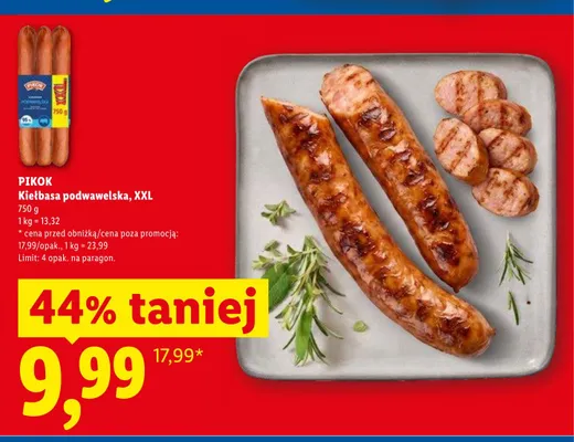 Kiełbasa podwawelska XXL Pikok promocja w Lidl