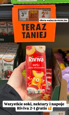 Napój jabłko-brzoskwinia Riviva 4-pak 200ml promocja w Biedronka