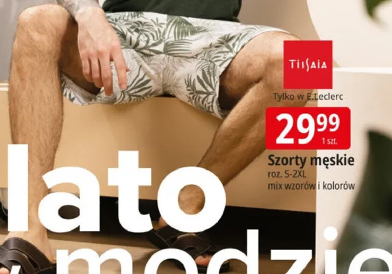 Szorty męskie Tissaia roz. S-2XL mix wzorów i kolorów promocja w Leclerc