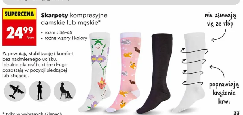 Skarpety kompresyjne damskie Biedronka promocja w Biedronka