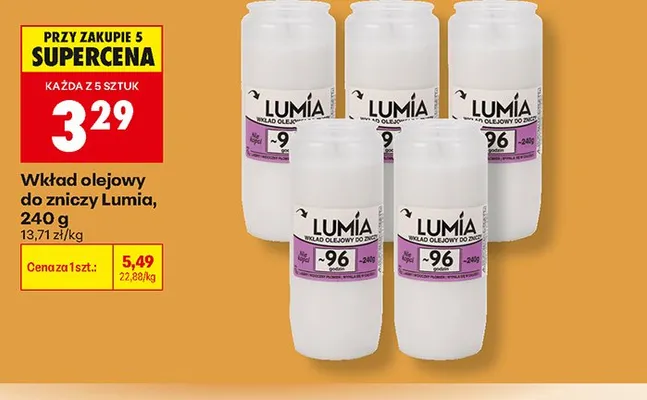 Wkład olejowy do zniczy Lumia promocja w Biedronka