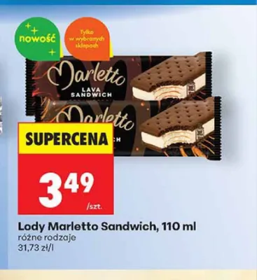 Lody Marletto Sandwich klasyczny promocja w Biedronka