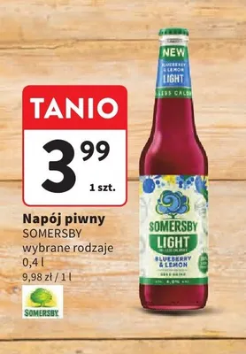Napój piwny Somersby Blueberry & Lemon Light 400ml promocja w Intermarche