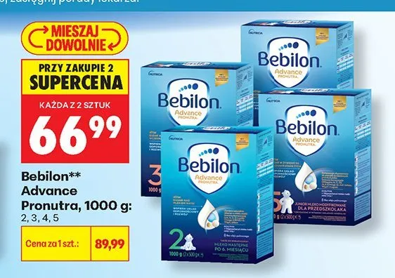 Mleko dla małych dzieci Bebilon Advance Pronutra 4 promocja w Biedronka