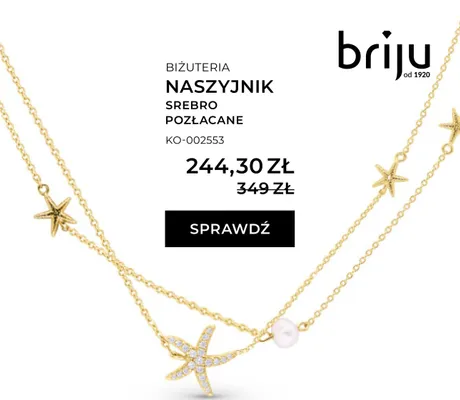 Naszyjnik srebro pozłacane promocja w Briju