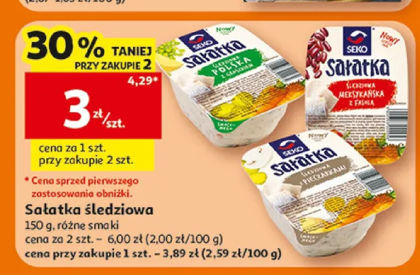Sałatka śledziowa Seko polska z groszkiem promocja w Auchan
