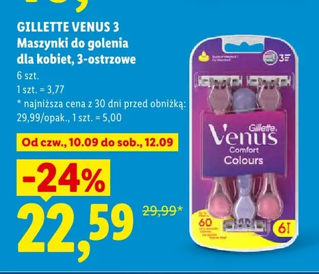 Maszynki do golenia dla kobiet Gillette Venus 3 Comfort Colours 6-pak promocja w Lidl