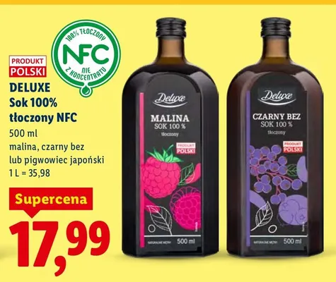 Sok 100% tłoczony NFC malina promocja w Lidl