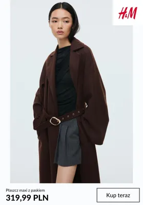 Płaszcz maxi z paskiem H & M promocja w H&M