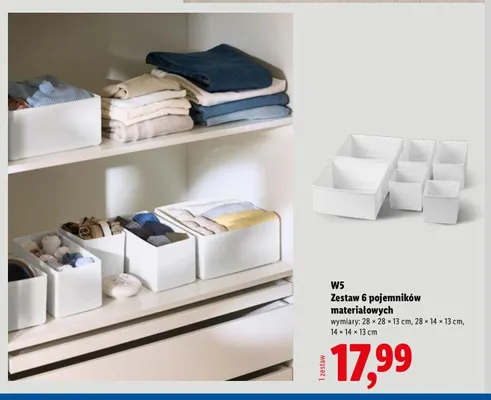 Zestaw 6 pojemników materiałowych W5 promocja w Lidl