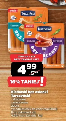 Kiełbaski bez osłonki Tarczyński promocja w Netto