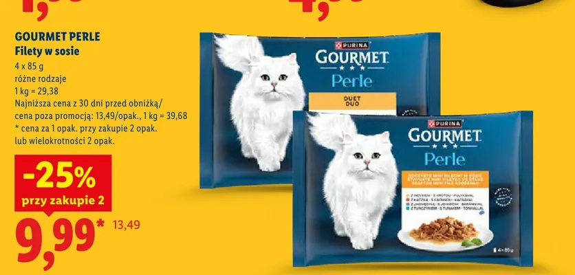 Karma dla kotów Gourmet Perle Filety w sosie 4-pak promocja w Lidl