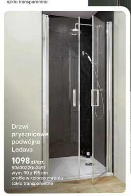 Drzwi prysznicowe podwójne Ledava promocja w Castorama