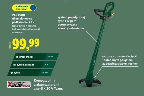 Akumulatorowa podkaszarka 20 V promocja w Lidl