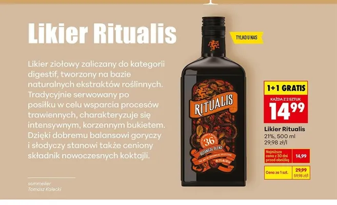 Likier Ritualis 21% promocja w Biedronka