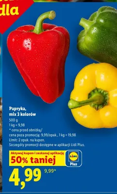 Papryka mix 3 kolorów promocja w Lidl