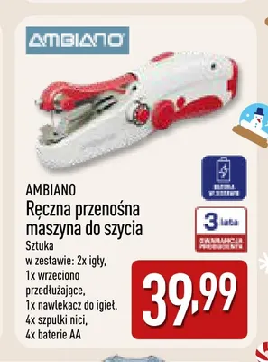 Ręczna przenośna maszyna do szycia Ambiano promocja w Aldi