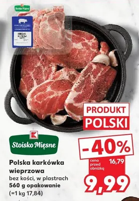 Polska karkówka wieprzowa bez kości, w plastrach promocja w Kaufland