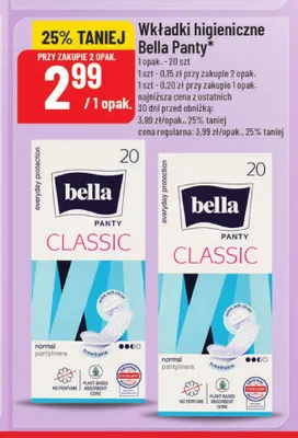 Wkładki higieniczne Bella Panty Classic promocja w POLOmarket