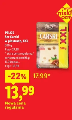 Ser carski w plastrach XXL Pilos promocja w Lidl
