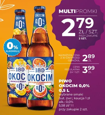 Piwo Okocim 0,0% wybrane smaki promocja w Duży Ben