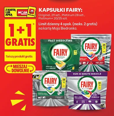 Kapsułki do zmywarki Fairy Platinum promocja w Biedronka
