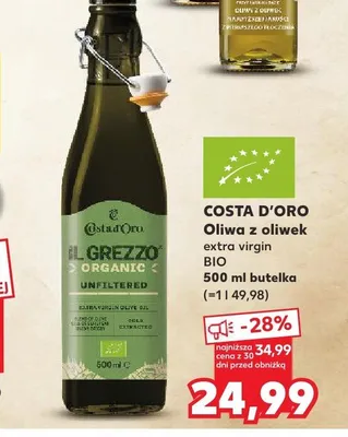 Oliwa z oliwek extra virgin Costa d'Oro Il Grezzo BIO promocja w Kaufland