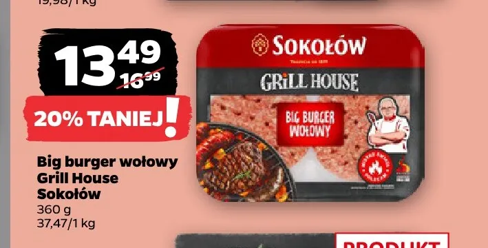 Big burger wołowy Grill House Sokołów promocja w Netto