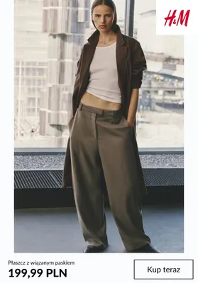 Płaszcz z wiązanym paskiem H & M promocja w H&M