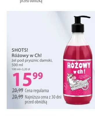 Żel pod prysznic Shots! Różowy w Ch! promocja w Hebe