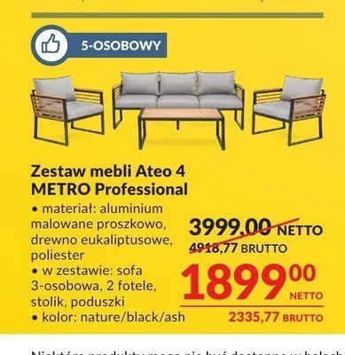 Zestaw mebli Ateo 4 METRO Professional promocja w Makro